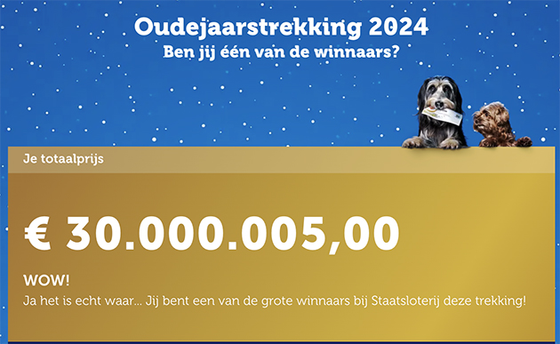 Hollanda'da Milli Piyango'nun 30 milyon euro'luk yılbaşı büyük ikramiyesi 2 yarım bilete çıktı